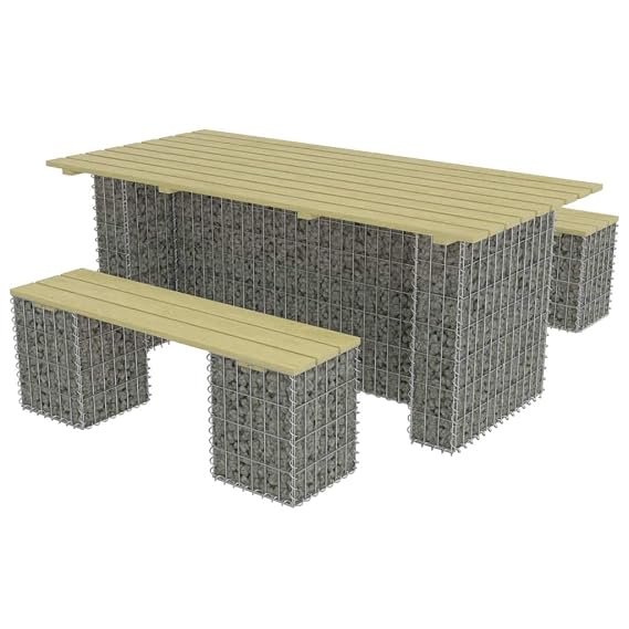 guyifuzhuangs Set de Comedor de gaviones 3 pzas Acero galvanizado ...