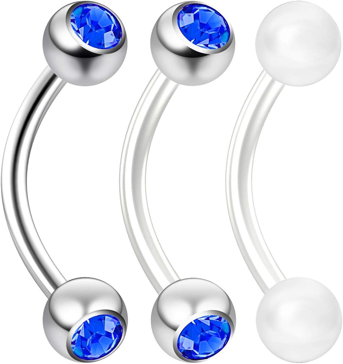 3pc 16g 1.2mm 8mm 5/16 Curved Barbell Ring Piercing Jewellery Rook