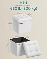 SONGMICS Mazie Collection Storage Ottoman 38 cm Foldable Foot Rest Cloud White view 5