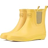 HISEA Rubber Rain Boots for Women Waterproof Chelsea Boots Short Ankle Rain Shoes Wedge Heel Anti-Slipping Rainboots for Ladies with Comfort Insole Lightweight Stylish Outdoor Work Booties