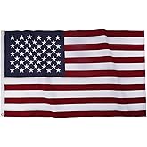 Homissor 100% Cotton Flag American Flags 5x9.5 Ft Memorial USA US Flag Heavy Duty Embroidered Stars Sewn Stripes for Indoor