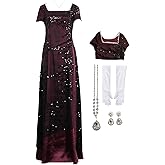 Wocloey Titanics Rose Cosplay Titanics Costume Rose Sequined Dress Gloves Necklace Earrings Womens Halloween Outfits