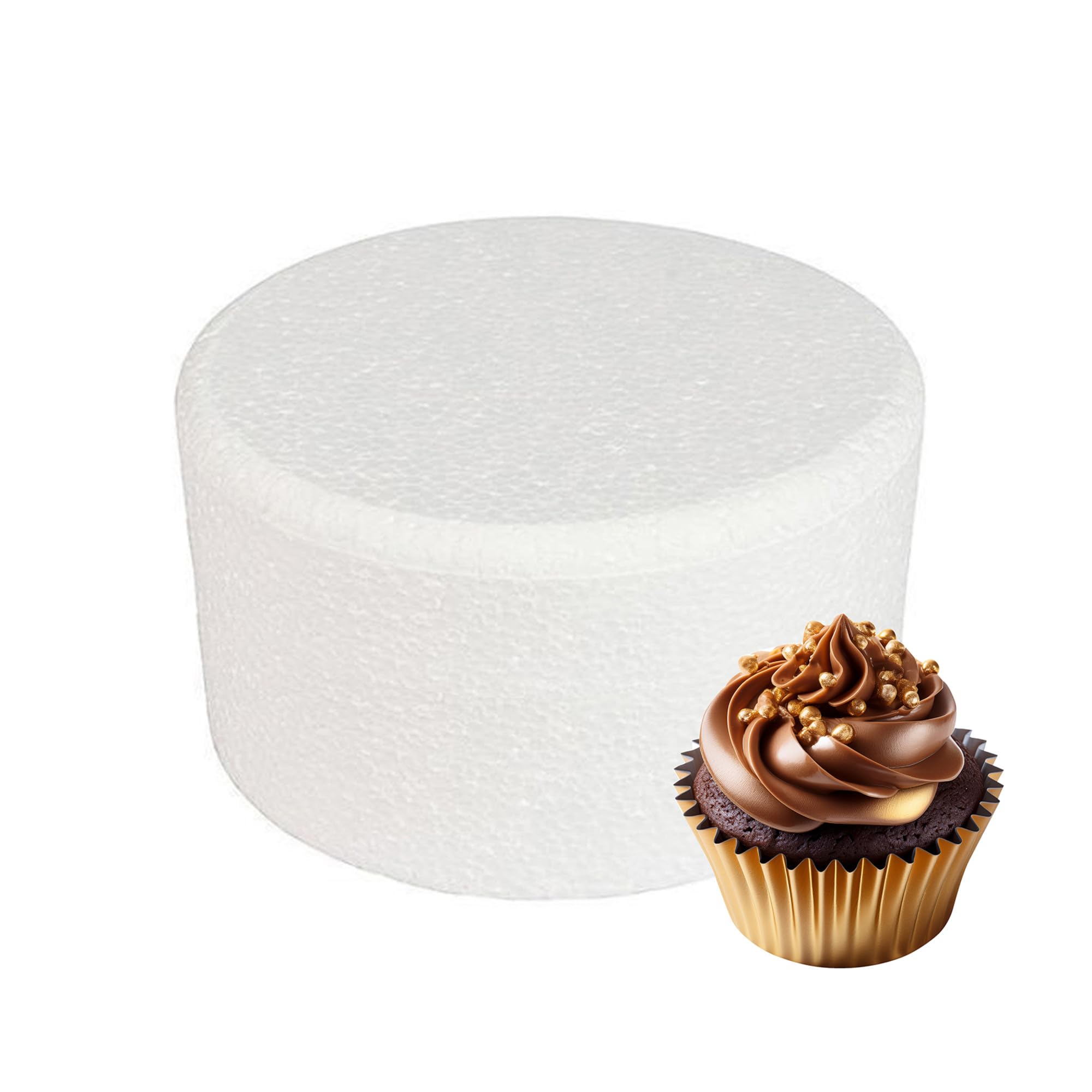 Culpitt 8" x 4" Round Cake Dummy, Bevelled Edge Cake Form, Practice Cake Decorating or Use for Creating Long-Lasting Displays, Smooth Polystyrene