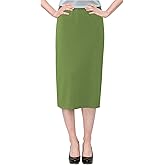 Baby'O Women's Basic Modest 26" Below The Knee Length Stretch Knit Straight Skirt