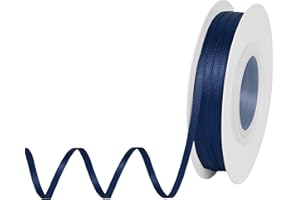 Yamkim Double Faced Navy Blue Satin Ribbon 1/8 Inch 50 Yards for Gift Wrapping Invitations Wedding Flower Bouquet and Sewing