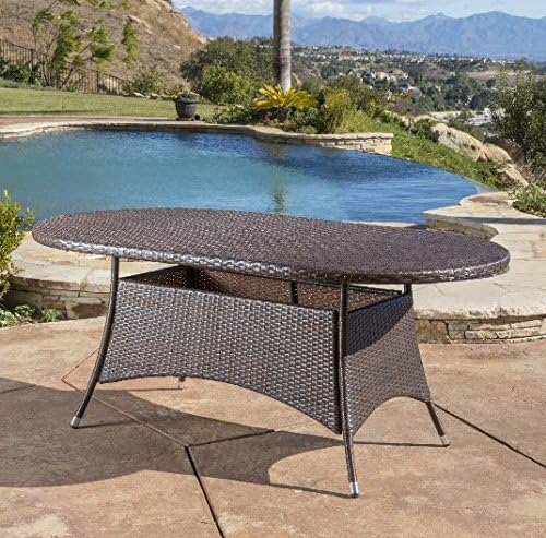 Andre Outdoor Wicker Oval Dining Table by Wade Logan