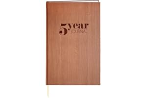 BookFactory 5 Year Journal/Five Year Diary Log Book/LogBook, Soft Wood Finish - 5.25'' x 8.25'' (Made in USA)