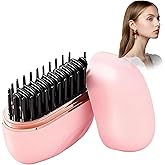 Mini Straightener Brush, Rechargeable Cordless Portable Hair Straightener with 3-Speed Temperature Control, Fast Heating, Anti-Scald Shell, Ideal for Travel and Home Use (Pink)