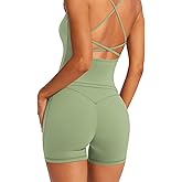 RXRXCOCO Women's 2 Piece Workout Sets Strappy Tank Top Crisscross Back Butt Lifting Shorts Matching Gym Yoga Pilates Outfits