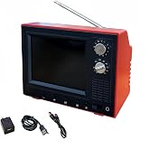 Retro Mini Work TV Toy &ndash; Tiny Fake Dollhouse TV with 720P Display, 8GB Memory, Supports Headphones &amp; USB Playback &ndash; Perfect for Dollhouse Scenes &amp; Collectible Decor (Retro red)