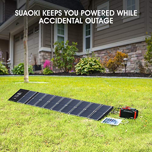 SUAOKI Solar Charger 60W Portable Solar Panel Foldable for Suaoki/Enkeeo/Goal Zero Yeti/Webetop/Paxcess/ROCKPALS Power Station Generator and Laptop Tablet GPS iPhone iPad Camera