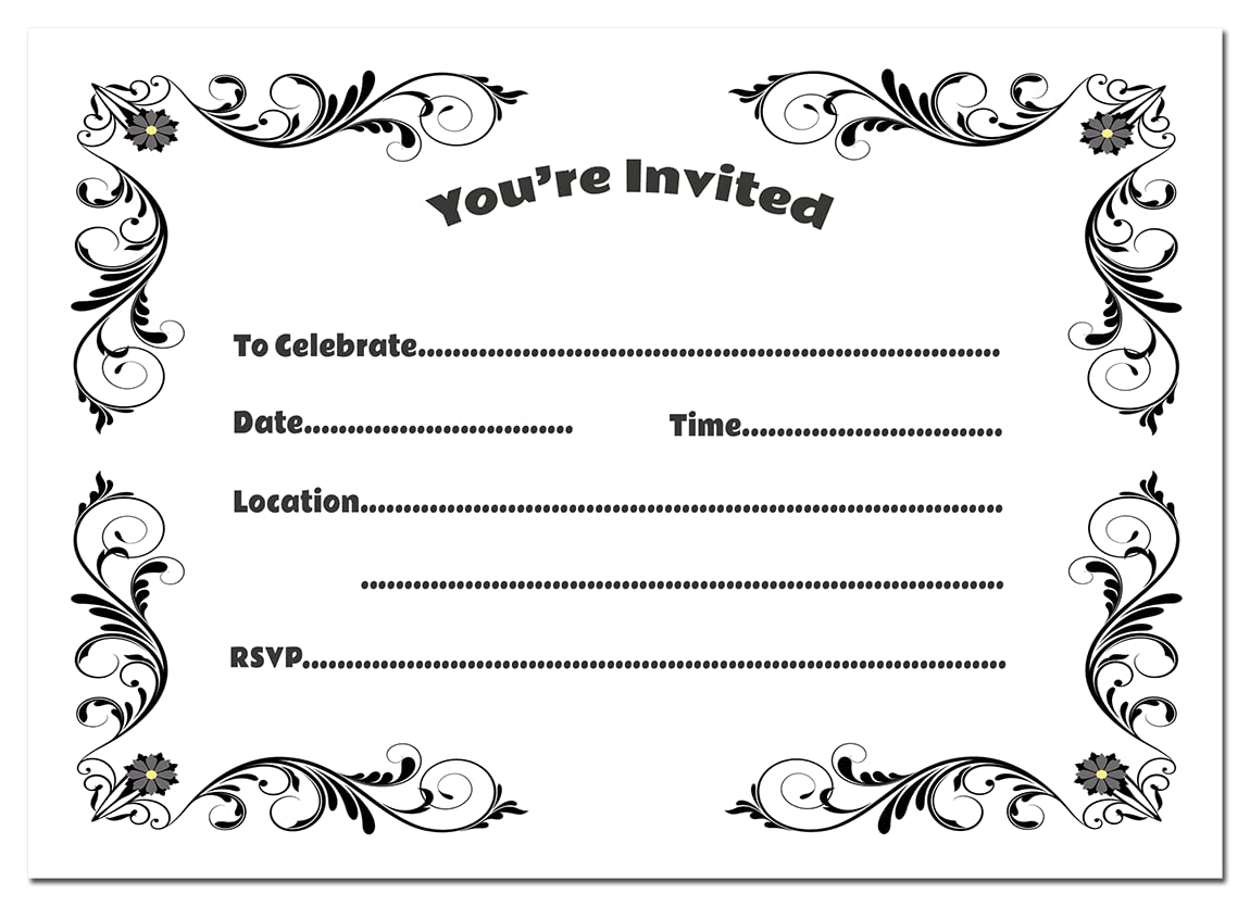 Event Invitations – 20 Pack with Self Seal Envelopes. Ideal for Weddings and other celebrations such as Birthdays, Engagements, Housewarming, Retirement and Hen & Stag Parties. 105 x 148mm