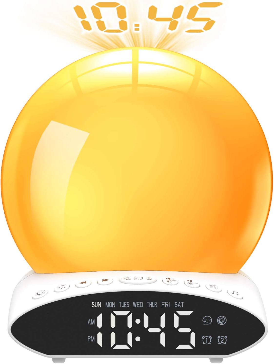 Amazon Com Fuloon Wake Up Light Sunrise Alarm Clock Night Light Eyes Protection With Projection Clocks Fm Radio Nature Sounds And Atmosphere Lamp Function Dual Alarm Clocks For Kids Adults Bedrooms Home Audio