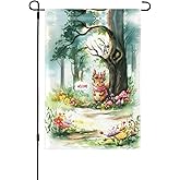 Squirrel And Tree Garden Flag 12x18 Inch Double Sided All-Weather Polyester Outdoor Flag For Patio Lawn Yard And Garden Welcome Decor