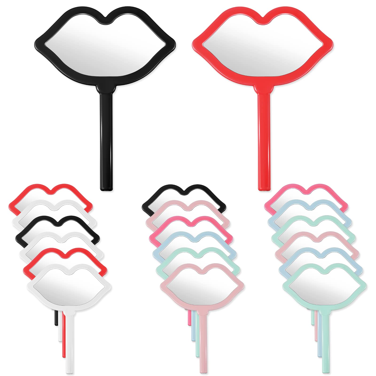 Photo 1 of Juexica 20 Pcs Hand Mirror with Handle Lip Shape Handheld Mirror for Makeup Compact Portable Mirror Cosmetic Small Mirrors Vintage Camping Travel Makeup Handheld Mirror for Women Daily Use, 7 Colors