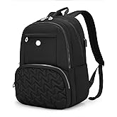 Swissdigital Design Backpack for Women, 15.6 inch Laptop College Black Medium Simple Modern Backpacks for School with USB Charging Port for Womens Girls | SD1711-01