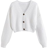 GORGLITTER Women's Cropped Cardigan Sweaters Light Weight Button Up Chunky Knit Long Sleeve Trendy 2025 Outfits