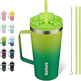 BJPKPK Insulated Tumbler with Handle, 18oz Insulated Tumblers with Lid and Straw, Stainless Steel Metal Water Bottles, Coffee Travel Mugs, Cups, Bamboo Grove