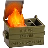 Dalycro Dumpster Fire Pencil Holder Fun Desk Accessories with Removable Flame Light Touch Dimming Mode & USB Charging Port Perfect Pen Holder for Desk, Funny Gift for Coworkers