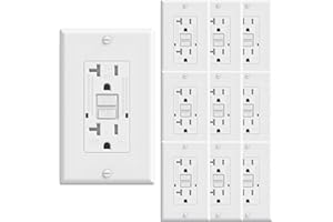 PLUGTUL 10-Pack GFCI Outlet 20 Amp, Tamper-Resistant, Weather Resistant, Self-Test GFI Receptacles with LED Indicator, Wallplate Included, Indoor or Outdoor Use, UL Listed, White