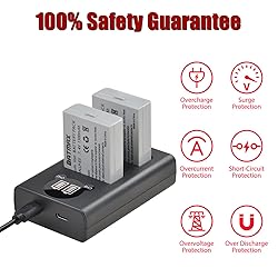 Batmax 2Packs LP-E5 Battery + LCD Dual USB Charger