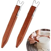Pottery Trimming Tool for Clay and Ceramics, Double Ended Stainless Steel Pottery Wheel Tool with Sandalwood Handle for Bowl, Cup and Vase Foot Trimming (4mm &amp; 6mm)