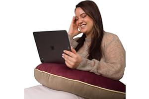 Legendary Valari Pillow | Reading, Gaming, & Crochet Support Pillow | Ergonomic Arm Pillow for Adults with a Breathable, Machine-Washable Cover | Computer Pillow Made with Dacron Filling, Beige & Pink