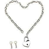 Succuba Padlock Necklace Chain Collar Choker with Two Keys and Box for Women, Men and Pet