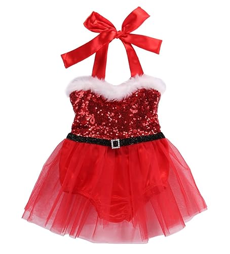 Newborn Baby Girl Rompers Santa Claus Jumpsuit Dress Christmas