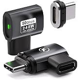 HanCenDa 90 Degree Magnetic USB C Adapter 240W for All USB C Cable | 80Gbps Data Transfer 16K Video Output, for MacBook, iPhone, Sumsung, L-Shaped Type C Magnetic Connector