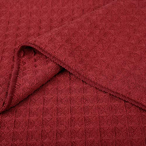 Lifaith Microfiber Thick Waffle Weave Kitchen Towels Dish Cloth 3 Pack 16inch X 19inch Red