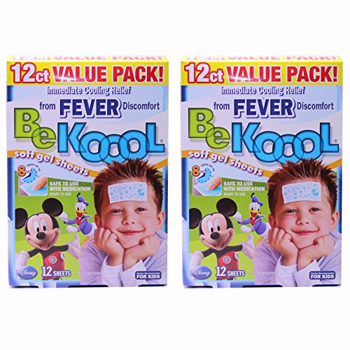 Be Koool Fever Soft Gel Sheets For Kids, Immediate Cooling Relief from Fever Discomfort, 12 Sheets, (Pack of 2)
