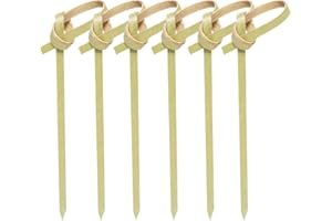 300pcs Bamboo Cocktail Picks - with Looped Knot - Great for Cocktail Party or Barbeque Snacks,Club Sandwiches (4.1inch)