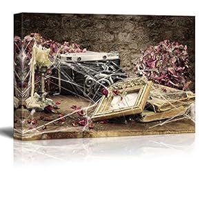 Canvas Prints Wall Art - Assorted Vintage Items in The Attic or in Basement - 12" x 18"