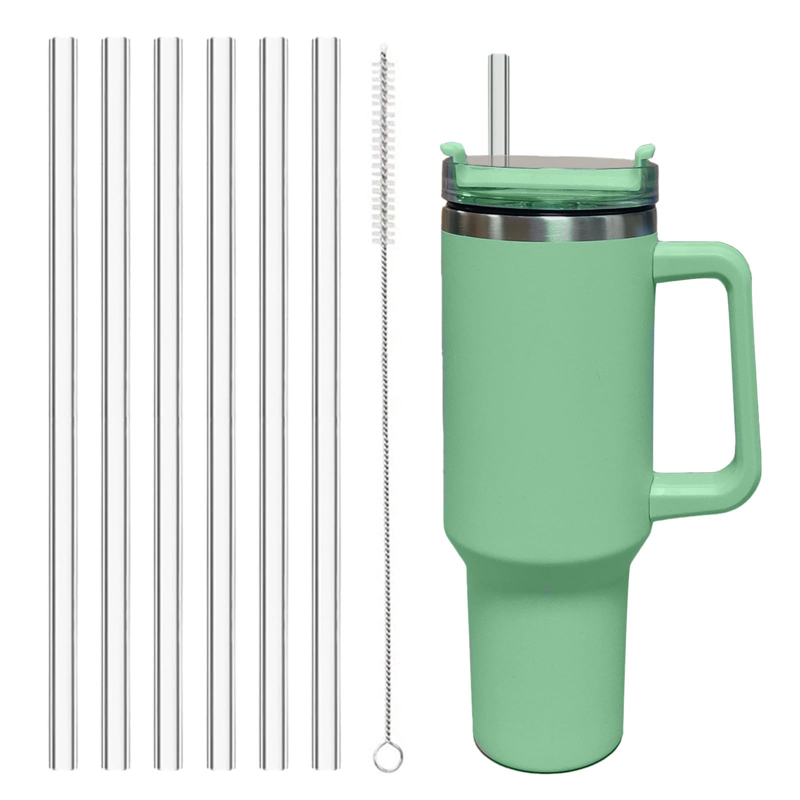 Photo 1 of 6 Pack Replacement Straw for Stanley Adventure Quencher 40 oz 30 oz Cup Tumbler, Reusable Straws for Stanley 40 oz & Simple Modern Tumbler with Handle, with Cleaning Brush for Stanley Cup Accessories