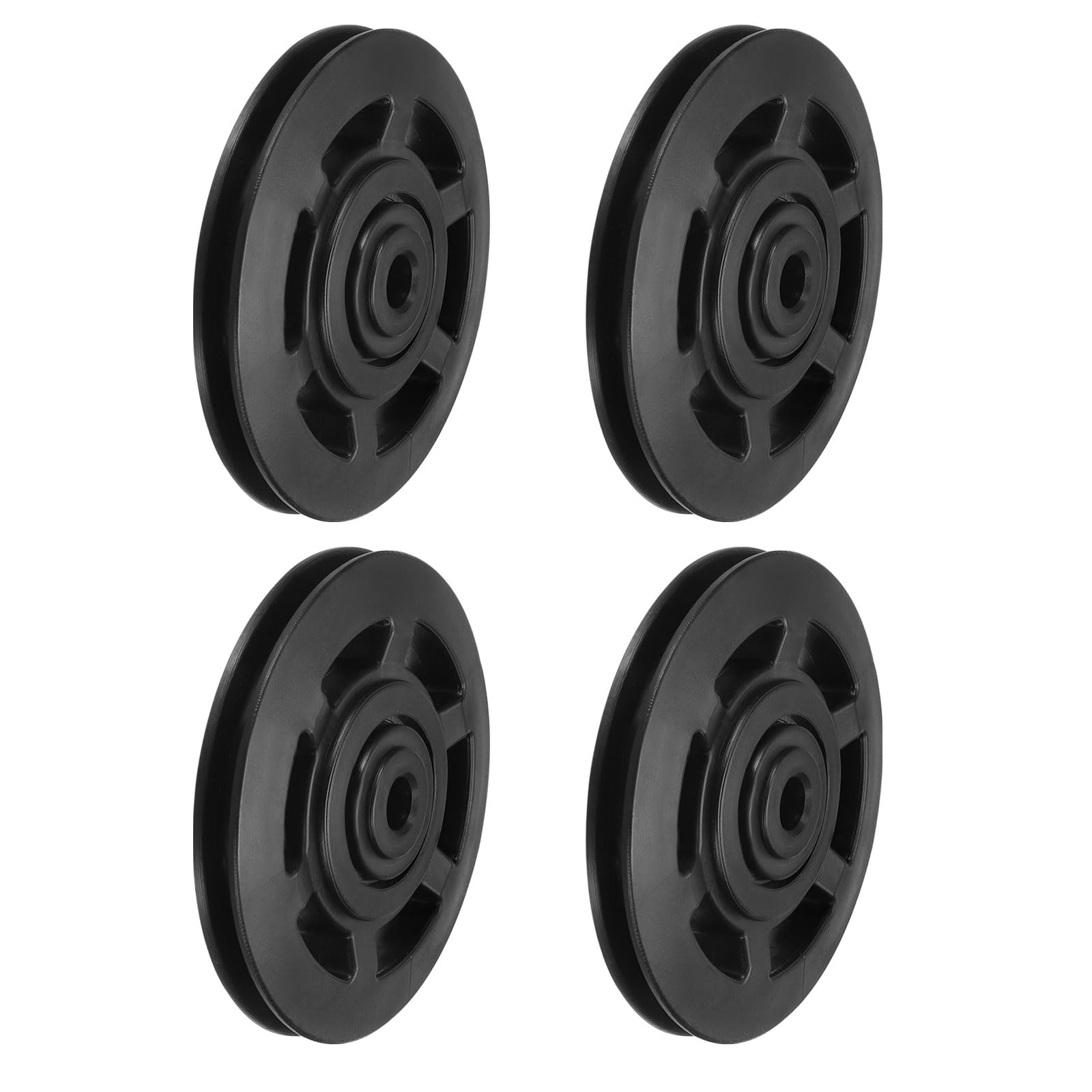 PATIKIL Universal Bearing Pulley Wheel 95mm/3.7", 4 Pack Nylon Bearing Pulley Wheel Lifting Bearing Wheel Replace for Gym Equipment Part Cable Machine