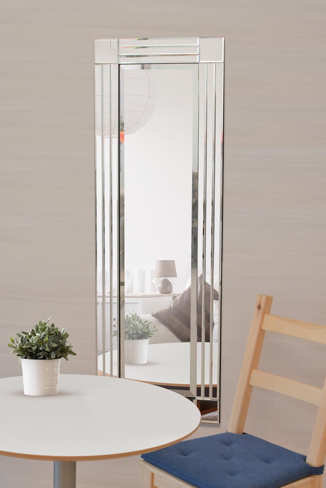 Modern Silver Bevelled Triple Edge Modern Venetian Mirror 3FT11 X 1FT4 (120CM X 40CM)