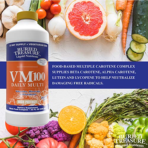 Buried Treasure VM100 Daily Multi Liquid Vitamins and 70 Minerals Plus Antioxidants Supplement