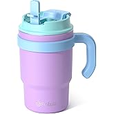 Fimibuke Kids Insulated Tumbler with Handle & Straw - 16oz Leak Proof Toddler Tumbler with Sip/Swig 2-in-1 Lid, BPA FREE 18/8 Stainless Steel Kids Water Bottle Drinking Cups Travel Mugs for Boys Girls