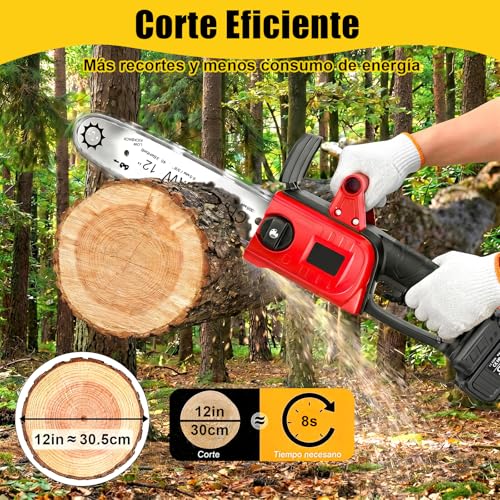 Mini Motosierra Inalámbrica de Mano de 12 Pulgadas,Motosierra Inalmbrica Portátil y Funcional,Motosierra Eléctrica de Con 2 Baterías 21v,para Poda de árboles,Jardinería