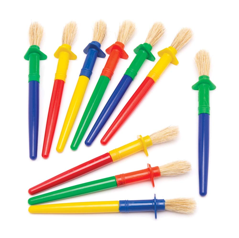 Baker Ross AW589 Chubby Non-Roll Paint Brushes (Pack of 12), Assorted
