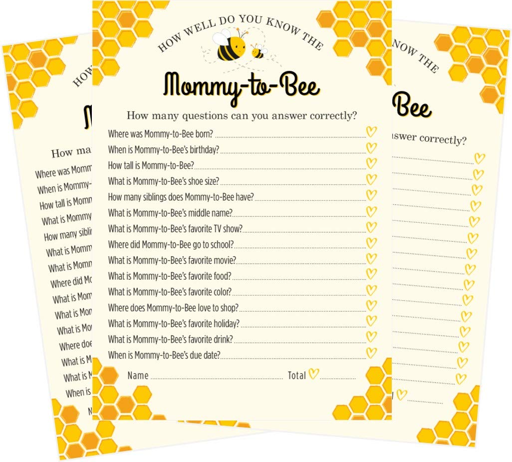 Amazon Com Who Knows Mommy To Bee Best Baby Shower Game 24 Count