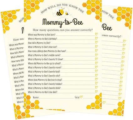 Amazon Com Who Knows Mommy To Bee Best Baby Shower Game 24 Count