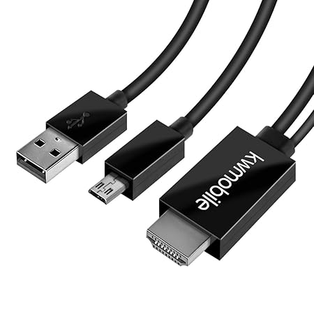 kwmobile 1,8m MHL Adapterkabel - Micro-USB zu HDMI Adapter für Smartphones und Tablets mit 5 Pin MHL Port - verbindet TV mit 