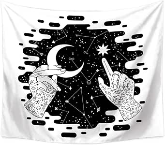 Tapicería psicodélica Colgante de pared Dibujo de línea minimalista