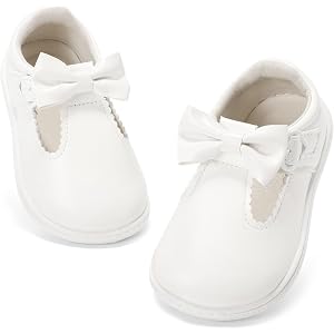 STQ Toddler Girls Dress Shoes Mary Jane Flats for School, Wedding & Parties | Wide Toe Box for Chubby Feet, Non-Slip & Zero D