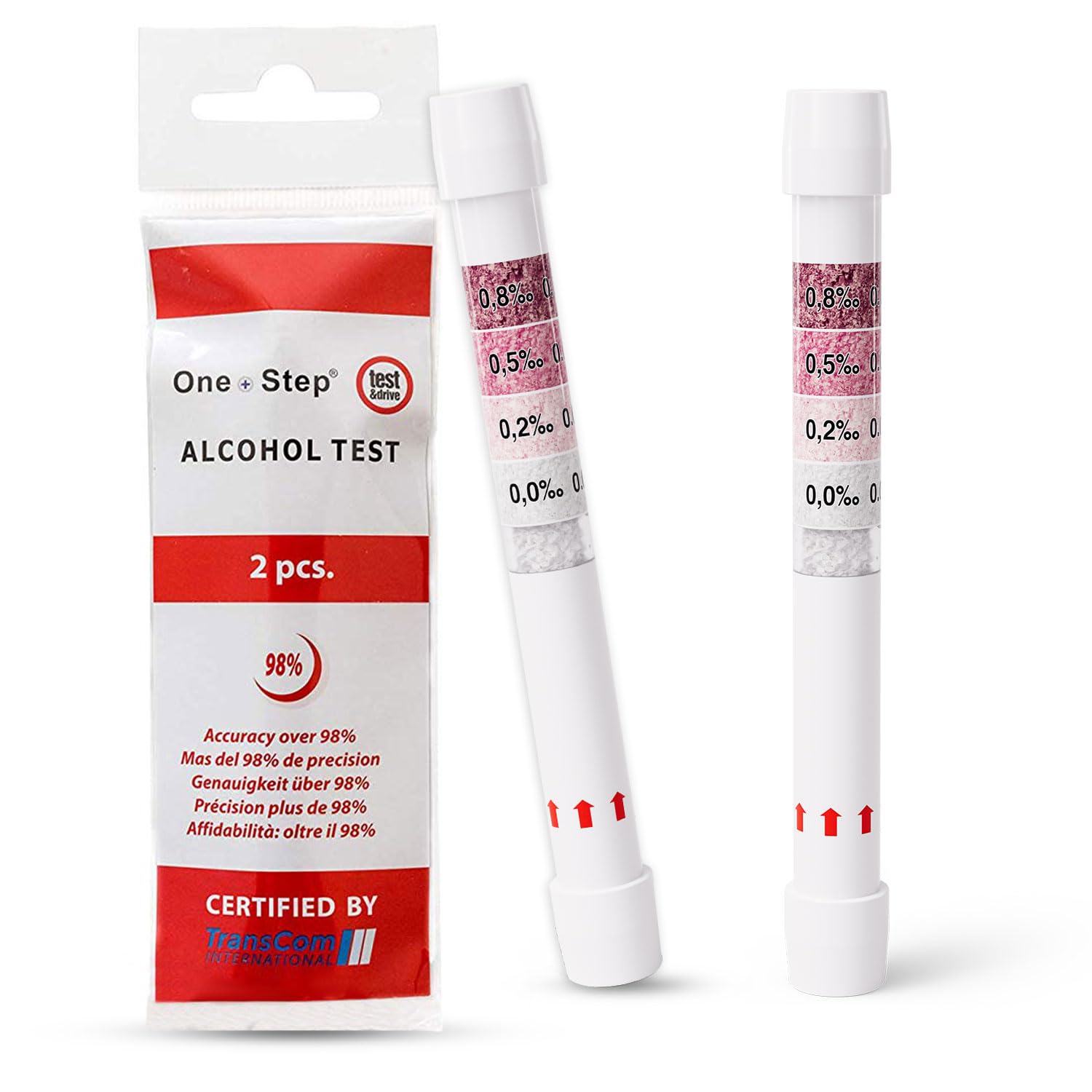 One Step Alcohol Breathalyser 4-Pack – Breath Test for EU – Disposable Alcohol Test Tube Shots for Personal Use – UK Certified Breath Test with Multi-Language Instructions