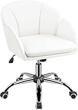 Yaheetech Faux Leather Desk Chair White Flower Petal Design Swivel Chair view 1