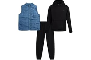 RBX Boys Active Sweat Set - 3 Piece Fleece Boys Hoodies Youth Sweatpants and Puffer Vest Kids Athletic Matching Set (4-12)