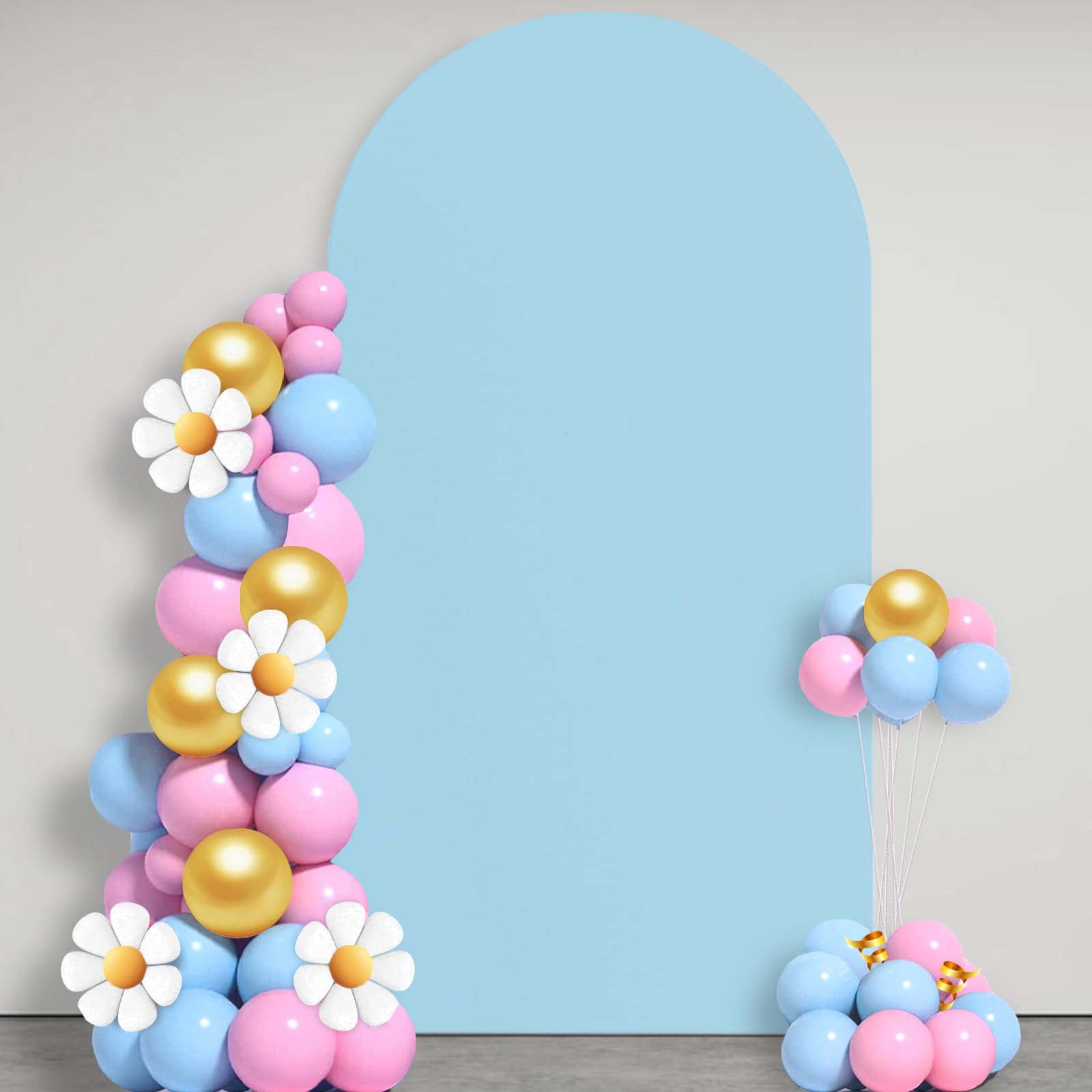 Photo 1 of 6 FT Arch Backdrop Cover, Baby Blue Arch Cover, Spandex Fitted Wedding Arch Covers Stretchy Backdrop, Chiara Backdrop Stand Covers for Baby Shower Birthday Balloon Arch Decor Baby Blue